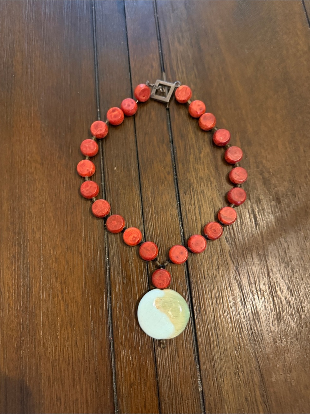 Red Beaded Pendant Necklace - Unbranded